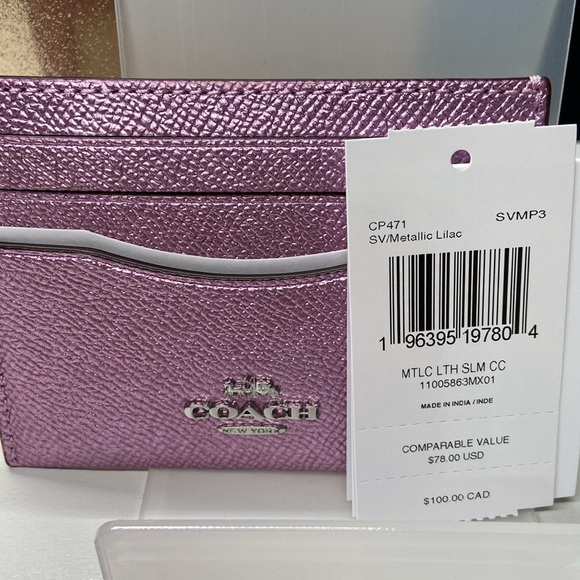 Coach Accessories - Coach pink metallic card case